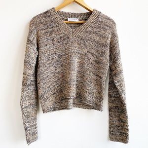 Vintage Domani Brown Cropped Knit Sweater - Large